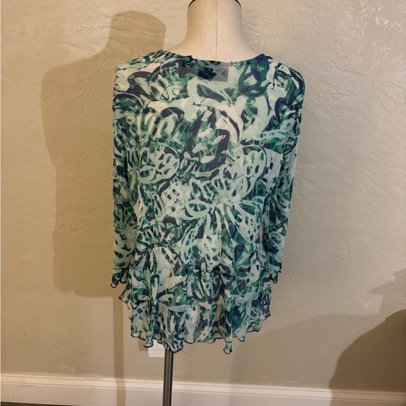 Attitudes by Renee Abstract Print Sheer Cardigan Sz small - Picture 4 of 6